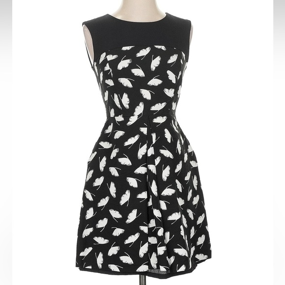 Jason Wu Miss Wu Black & White Delicate Leaf Print Mini Sleeveless Dress Size 0 - Picture 9 of 9